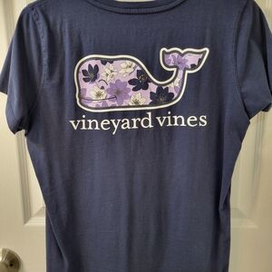 Vineyard Vines Navy T-Shirt with Floral Whale